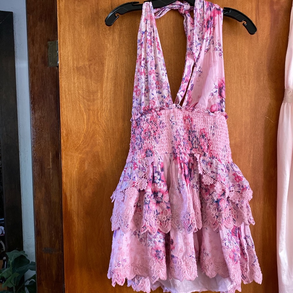 Deanna Halter embroidered mini dress 💕